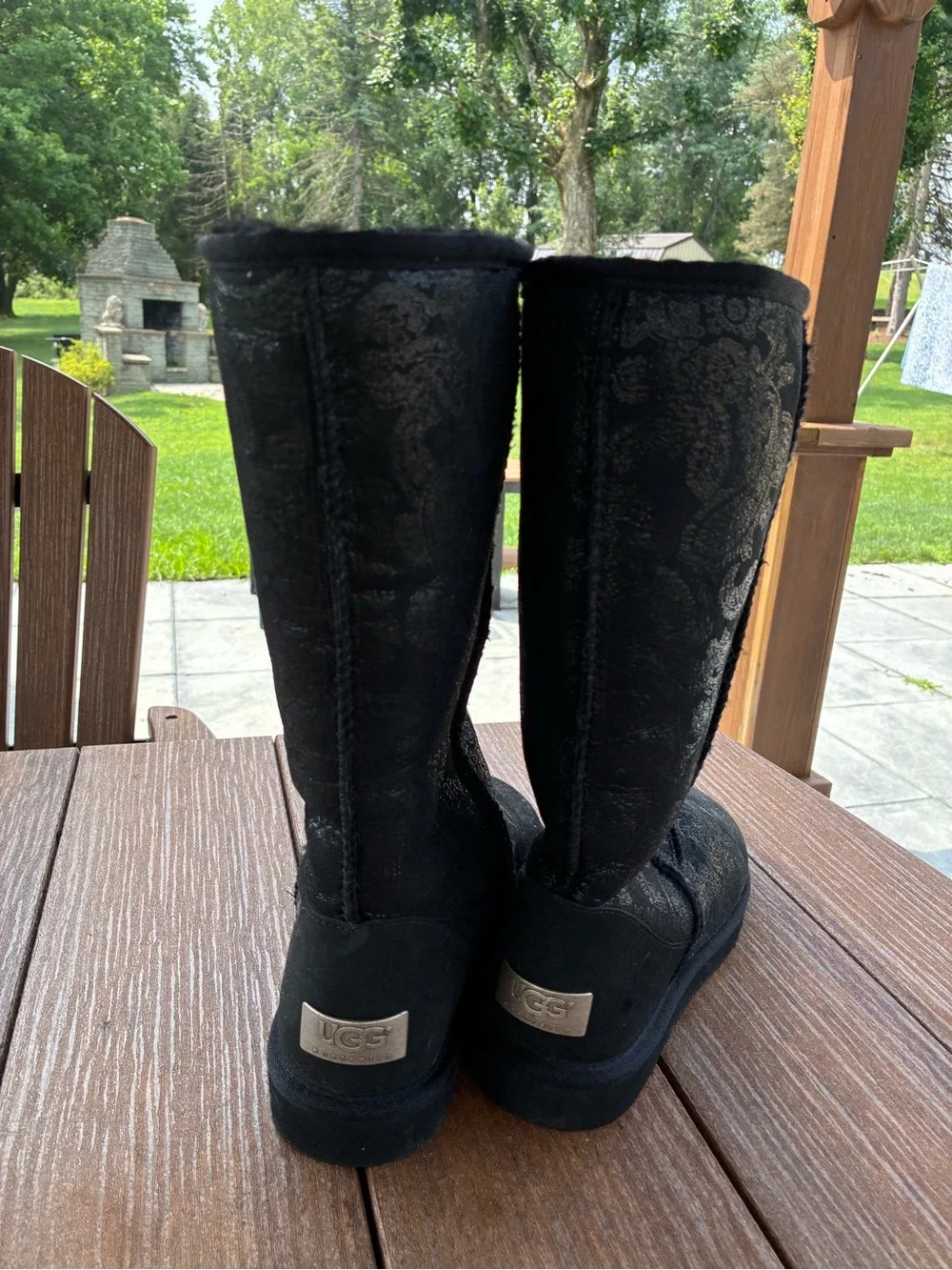 Women's UGG Black Paisley Tall Winter Boots - Cozy Everyday Wear Sz 8 Never Worn